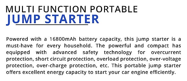 Multi Function Portable Jump Starter Banner