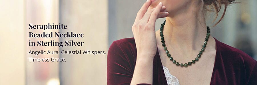 Seraphinite Beaded Necklace in Sterling Silver Banner
