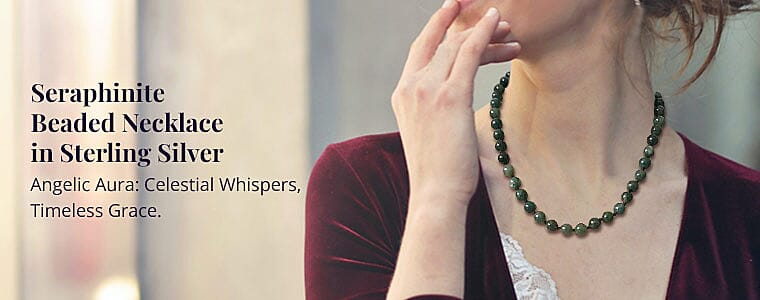 Seraphinite Beaded Necklace in Sterling Silver Banner