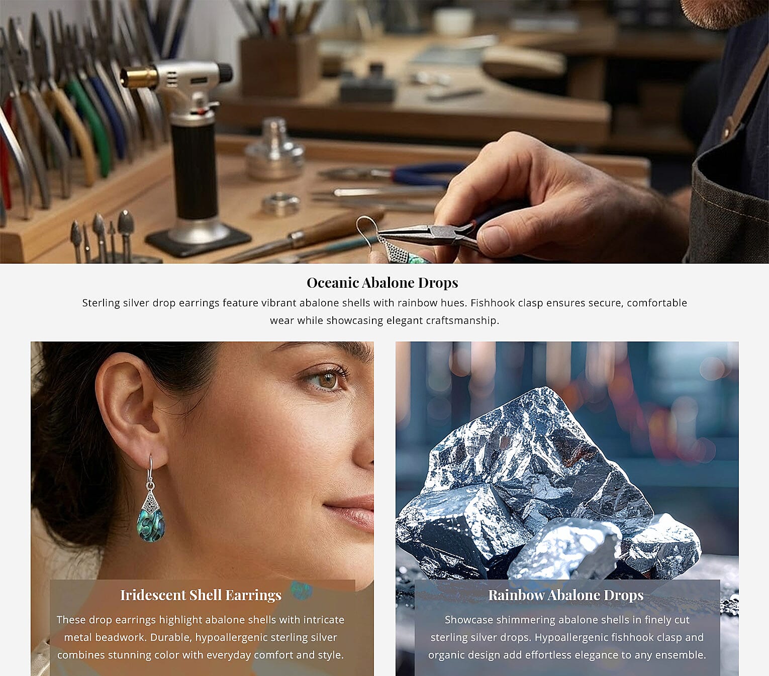 Abalone Shell Earrings in Sterling Silver Banner