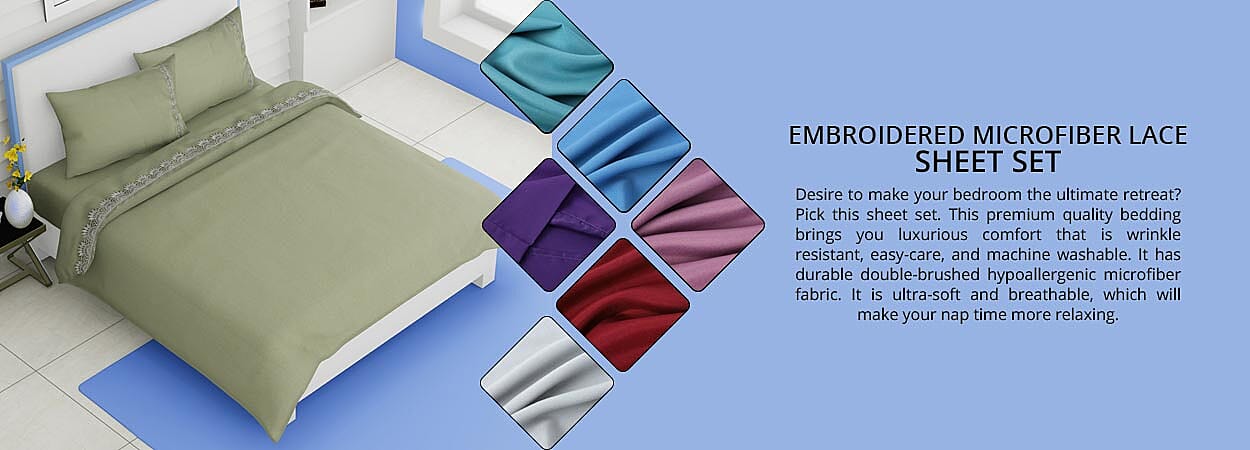 Embroidered Microfiber Lace Sheet Set Banner