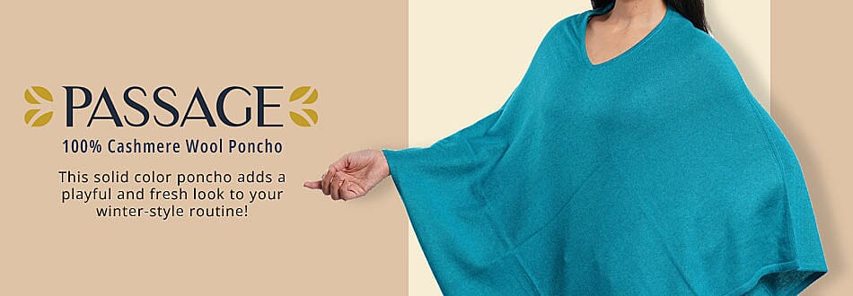 PASSAGE 100% Cashmere Wool Poncho Banner
