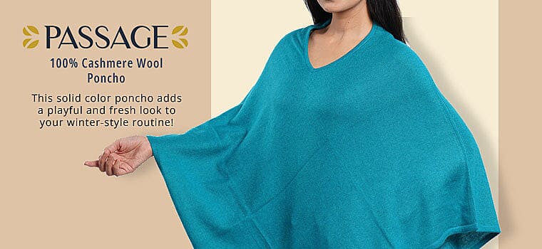 PASSAGE 100% Cashmere Wool Poncho Banner