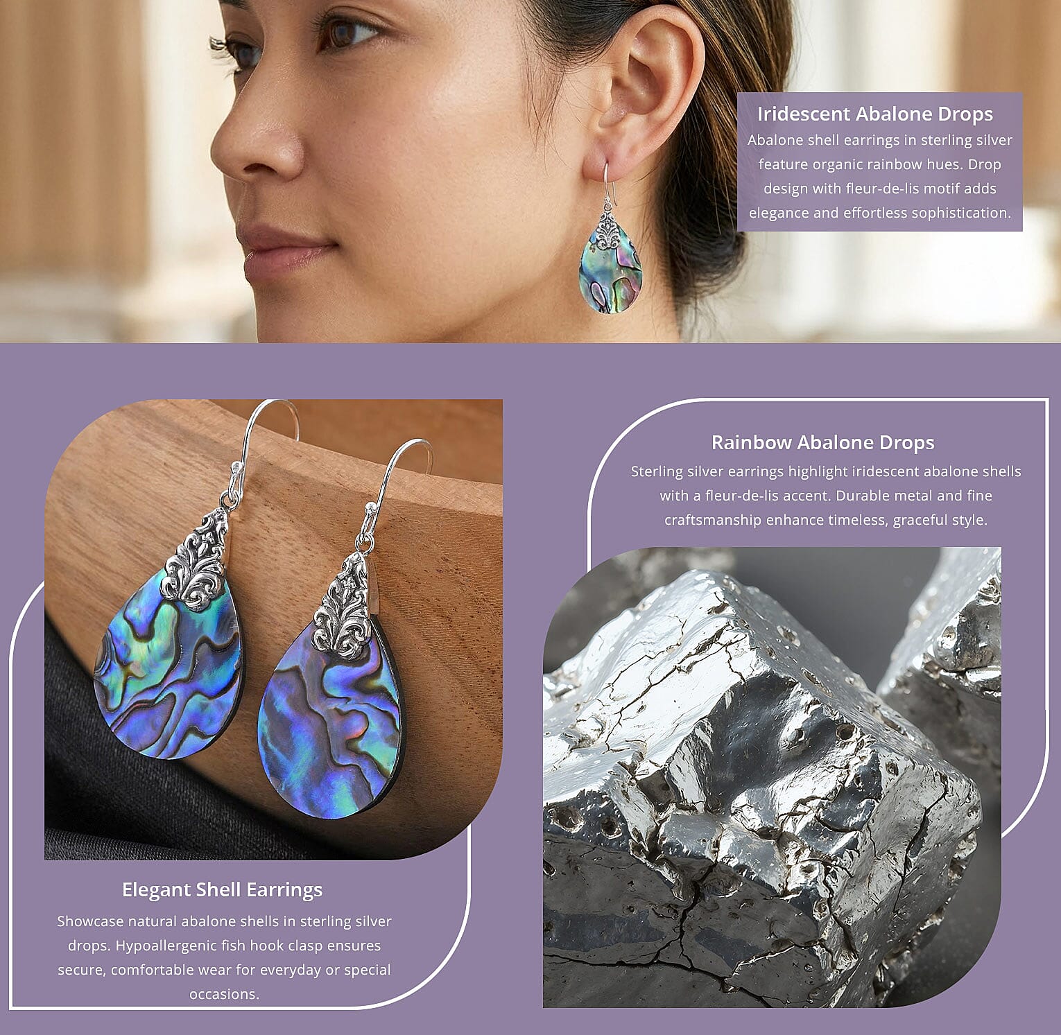 Abalone Shell Earrings in Sterling Silver Banner