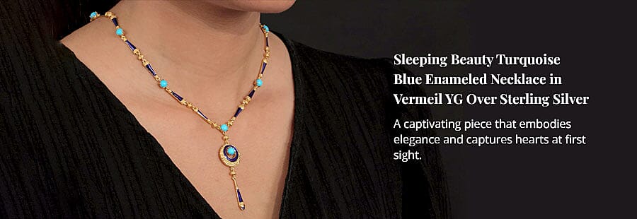 Sleeping Beauty Turquoise Blue Enameled Necklace Banner