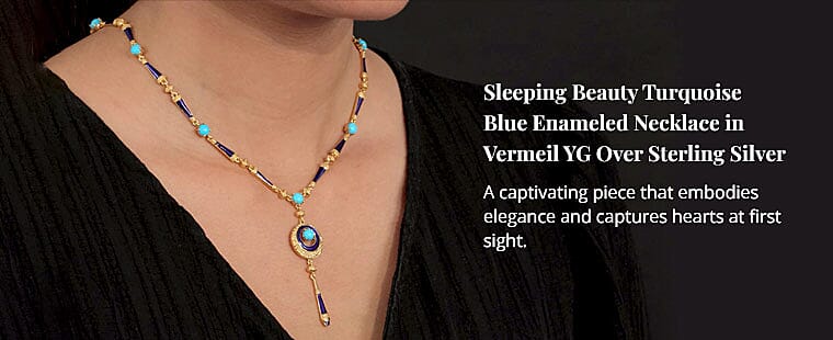 Sleeping Beauty Turquoise Blue Enameled Necklace Banner