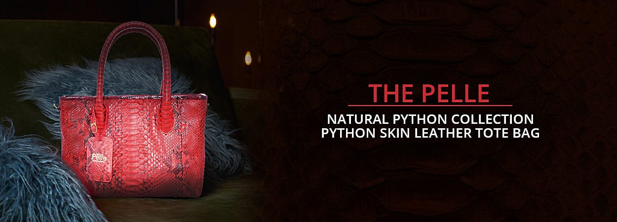 Python Skin Leather Tote Bag Banner