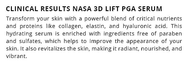 Clinical Results NASA 3D Lift PGA Serum