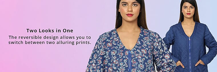 V-Neck Zippered Quilted Jacket Banner