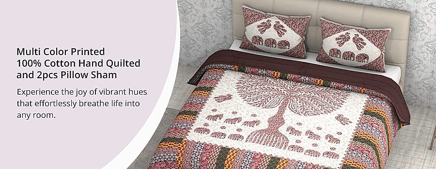 Multi Color Printed 100% Cotton Hand Quilted Banner