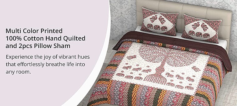 Multi Color Printed 100% Cotton Hand Quilted Banner