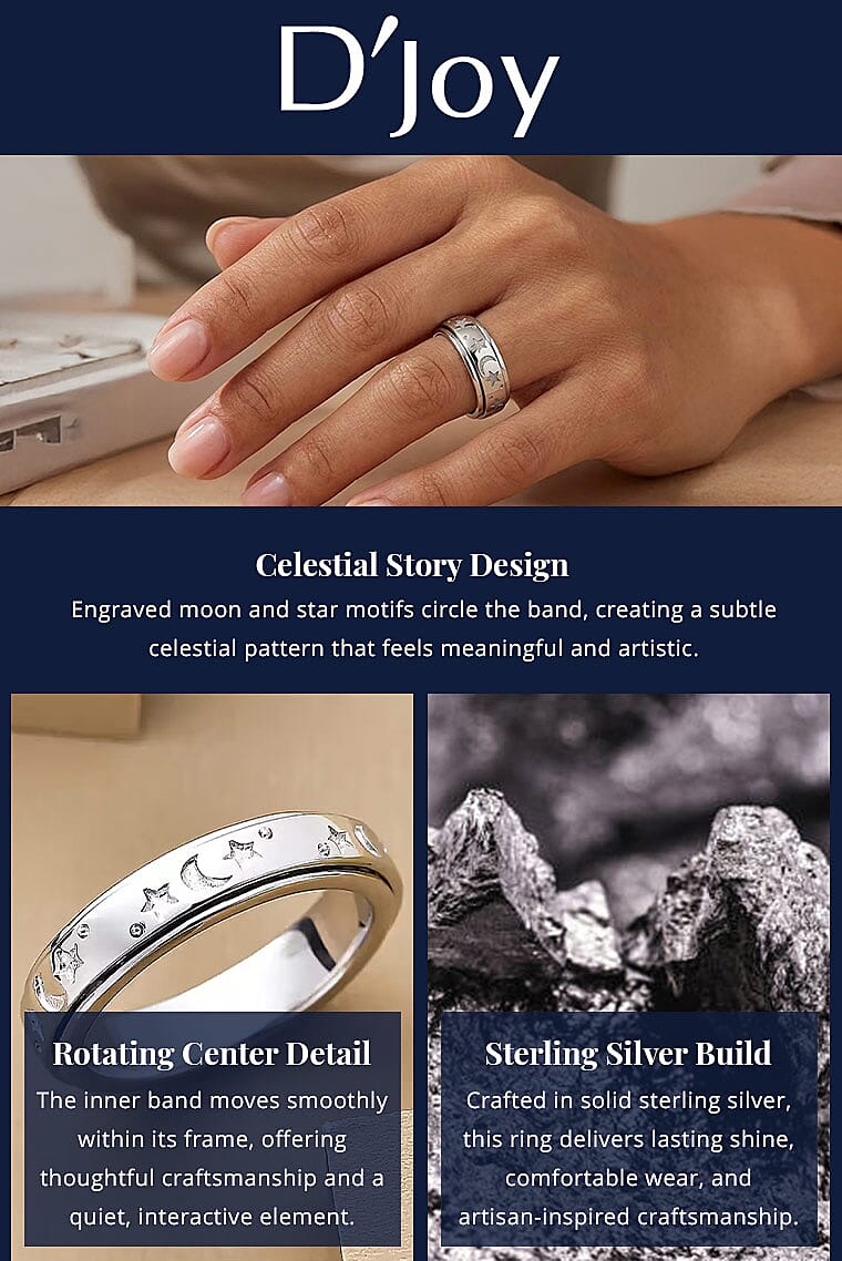 D'Joy Artisan Crafted Spinner Ring in Sterling Silver 4.30 Grams Banner