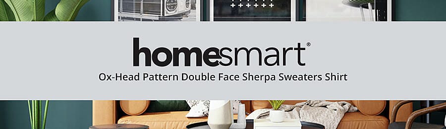 HOMESMART Ox-Head Pattern Double Face Sherpa Sweaters Shirt with Hood Banner