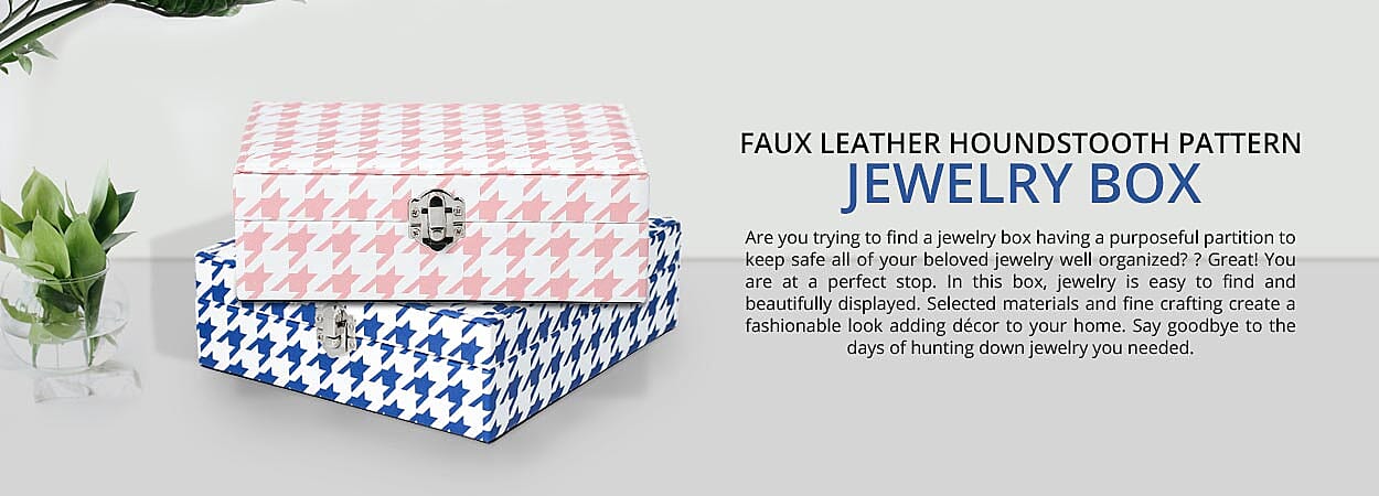 Faux Leather Houndstooth Pattern Jewelry Box Banner