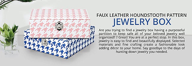 Faux Leather Houndstooth Pattern Jewelry Box Banner