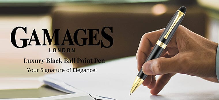 Gamages Of London Luxury Black Ball Point Pen Banner