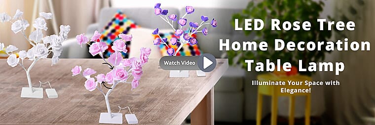 LED Rose Tree Home Decoration Table Lamp Banner