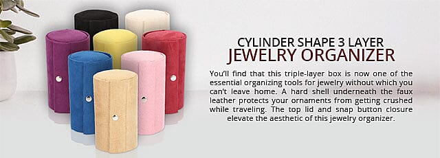 Cylinder Shape 3 Layer Jewelry Organizer Banner