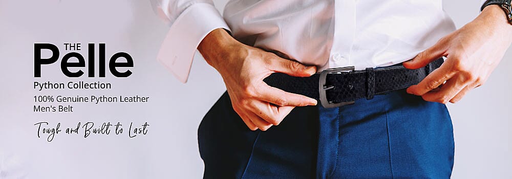 The Pelle Python Collection 100% Genuine Python Leather Men's Belt Banner