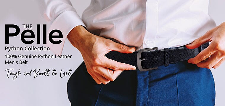 The Pelle Python Collection 100% Genuine Python Leather Men's Belt Banner