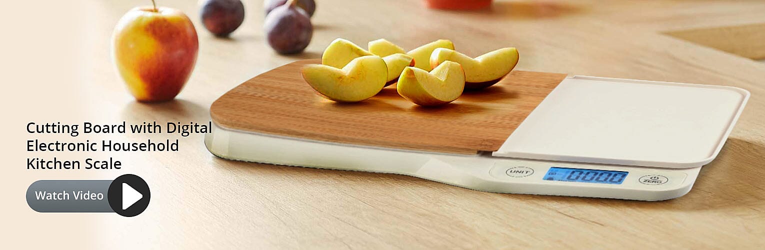 Cutting Board with Digital Electronic Household Kitchen Scale Banner