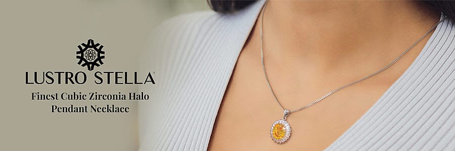 Lustro Stella Finest Cubic Zirconia Halo Pendant Necklace Banner