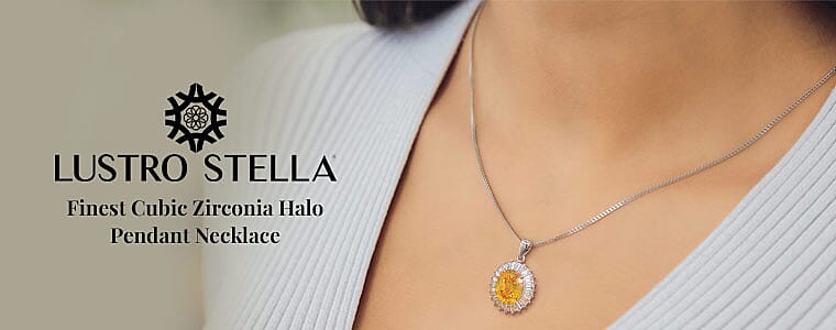 Lustro Stella Finest Cubic Zirconia Halo Pendant Necklace Banner