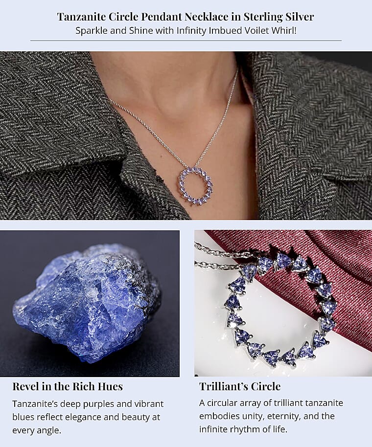 Tanzanite Circle Pendant Necklace in Sterling Silver Banner