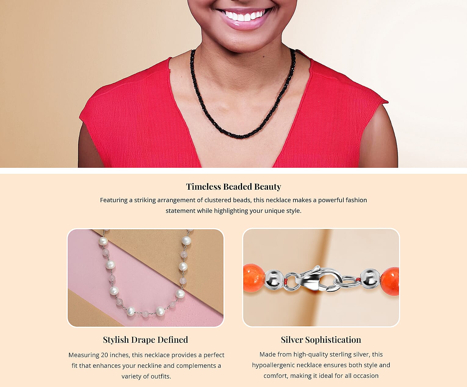 Beaded Necklace in Sterling Silver Banner