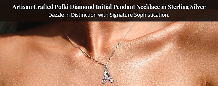 Artisan Crafted Polki Diamond Initial Pendant Necklace in Sterling Silver  Banner