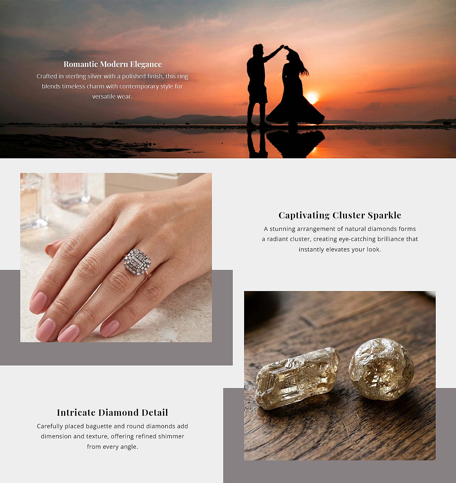 Natural Champagne Diamond Cluster Ring in Vermeil Rose Gold Over Sterling Silver 0.50 ctw Banner