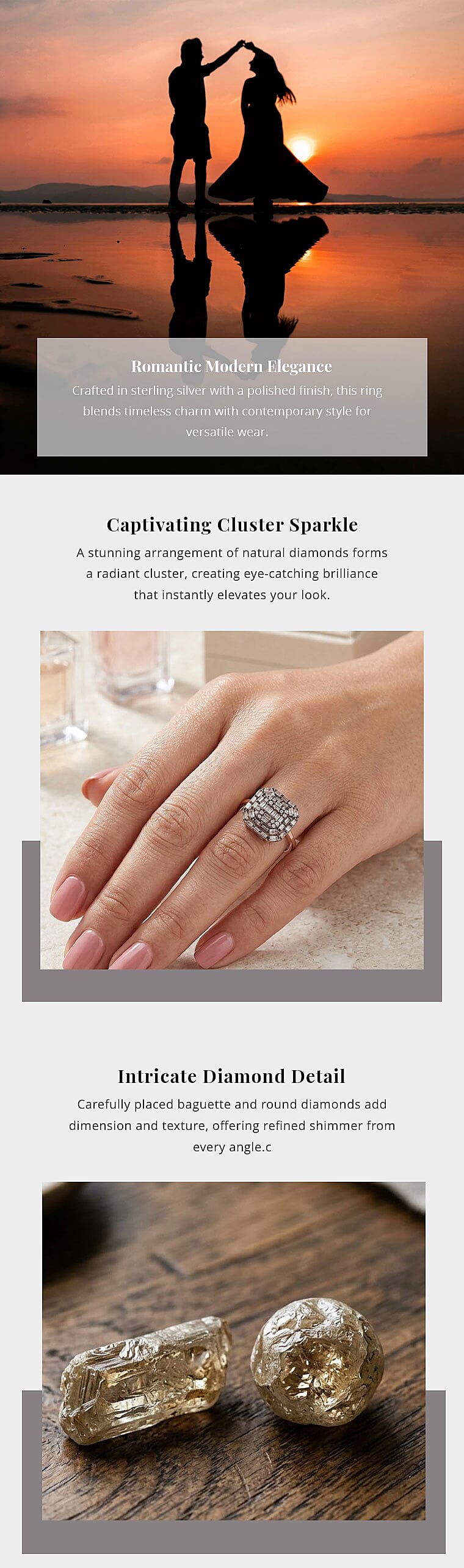 Natural Champagne Diamond Cluster Ring in Vermeil Rose Gold Over Sterling Silver 0.50 ctw Banner
