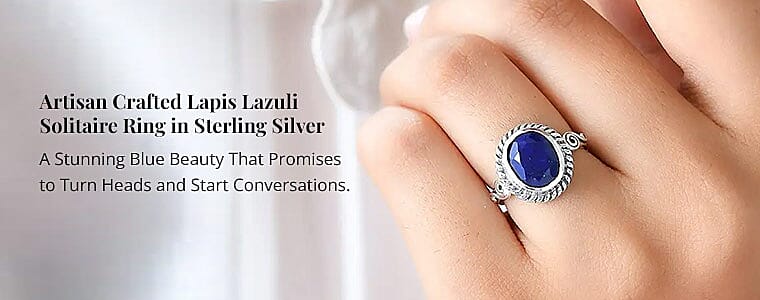 Artisan Crafted Lapis Lazuli Solitaire Ring in Sterling Silver  Banner