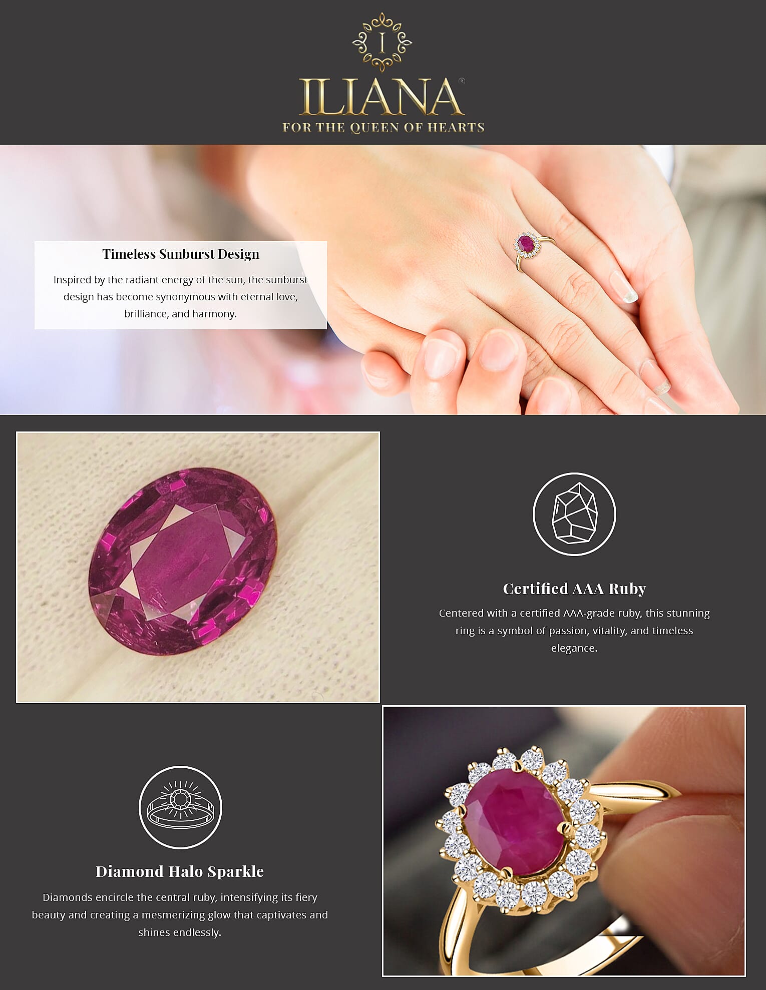 Certified & Appraised Iliana AAA Royal Thai Ruby and G-H SI Diamond 1.80 ctw Ring Banner