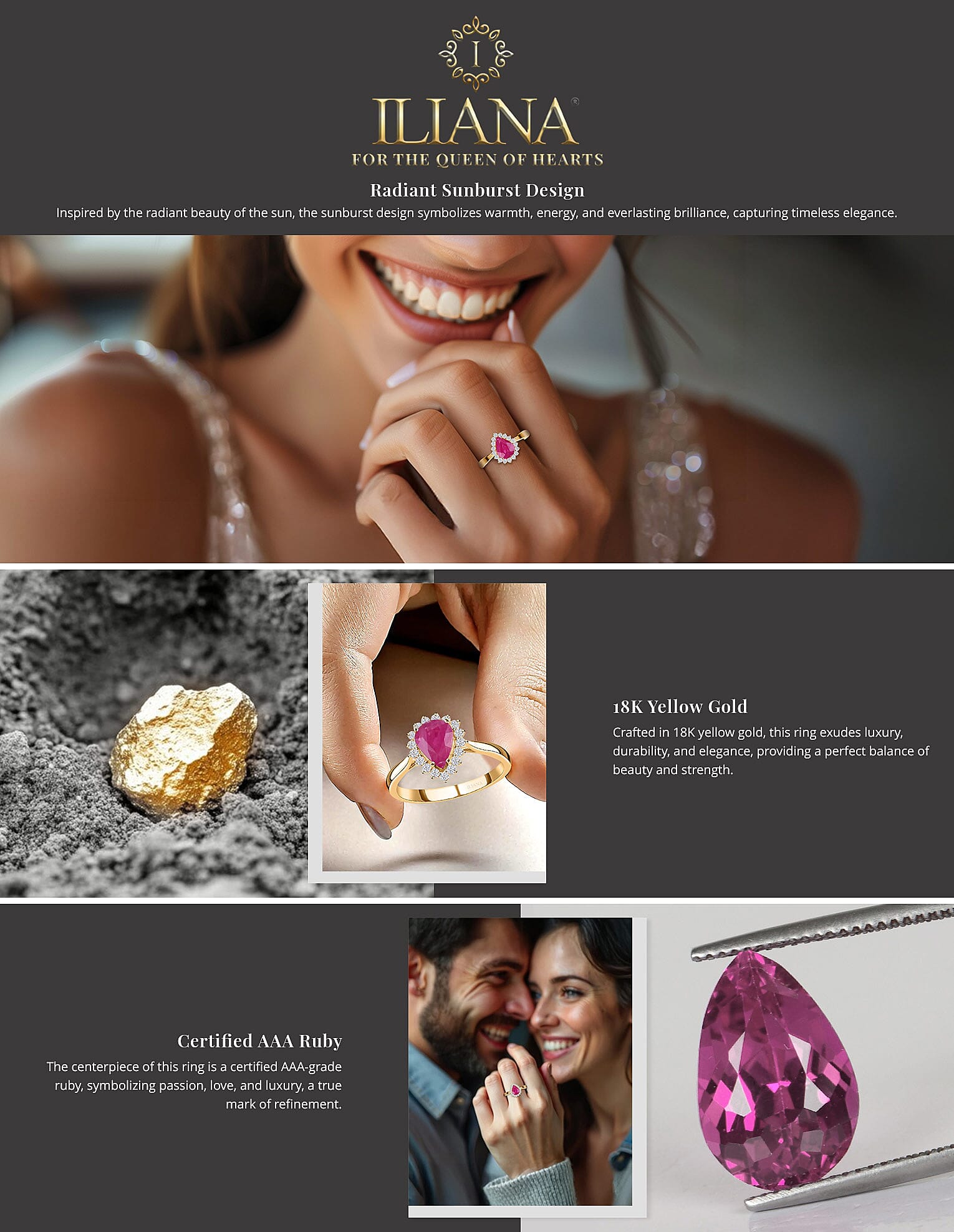 Certified & Appraised Iliana AAA Royal Thai Ruby and G-H SI Diamond 1.40 ctw Ring Banner