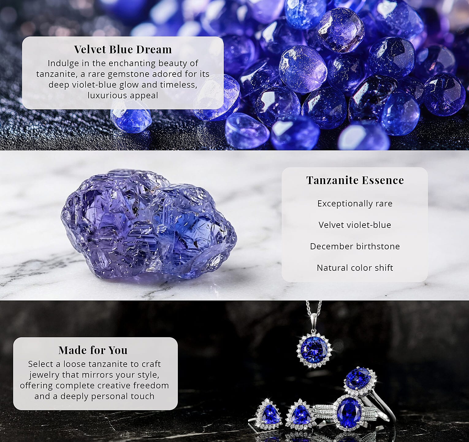 Certified & Appraised AAAA VIVID Tanzanite (Cush Free Size) Approx 12.00 ctw Banner