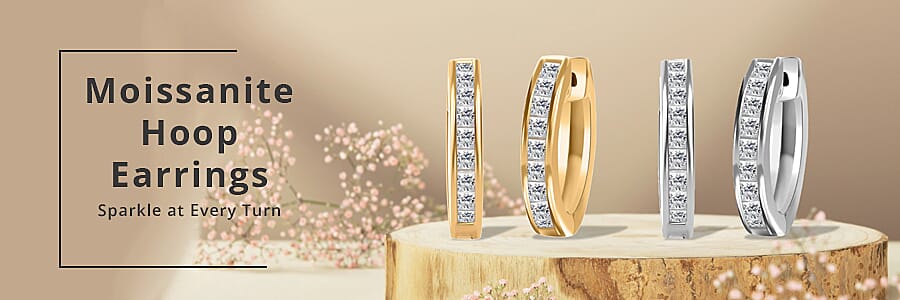 Moissanite Hoop Earrings   Banner