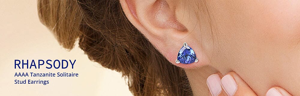 AAAA Tanzanite Solitaire Stud Earrings Banner