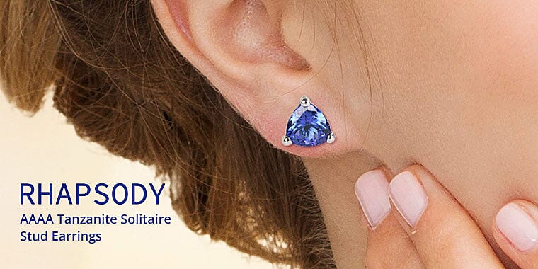 AAAA Tanzanite Solitaire Stud Earrings Banner
