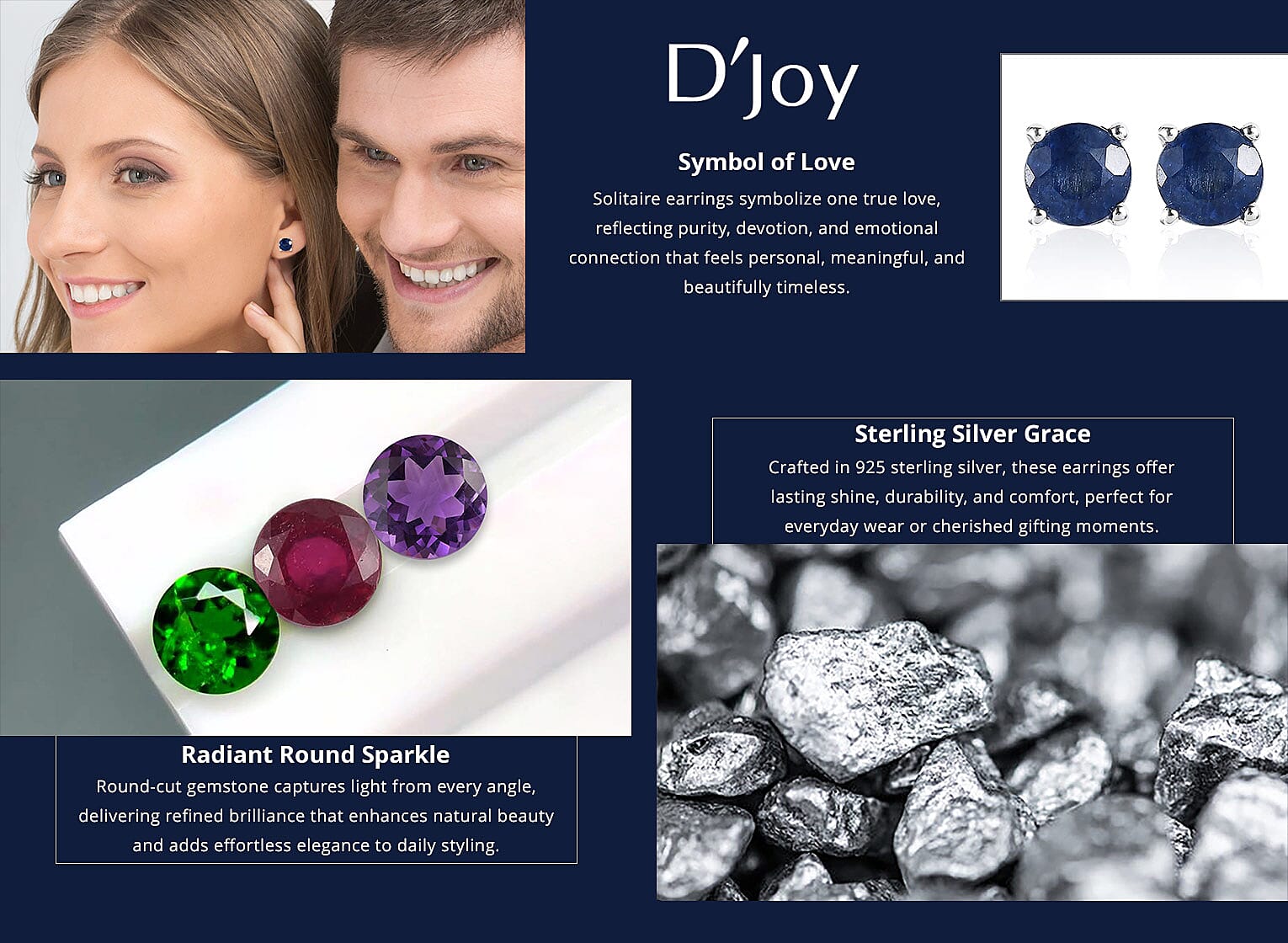 D'Joy Masoala Sapphire (D) 1.50 ctw Solitaire Stud Earrings Banner