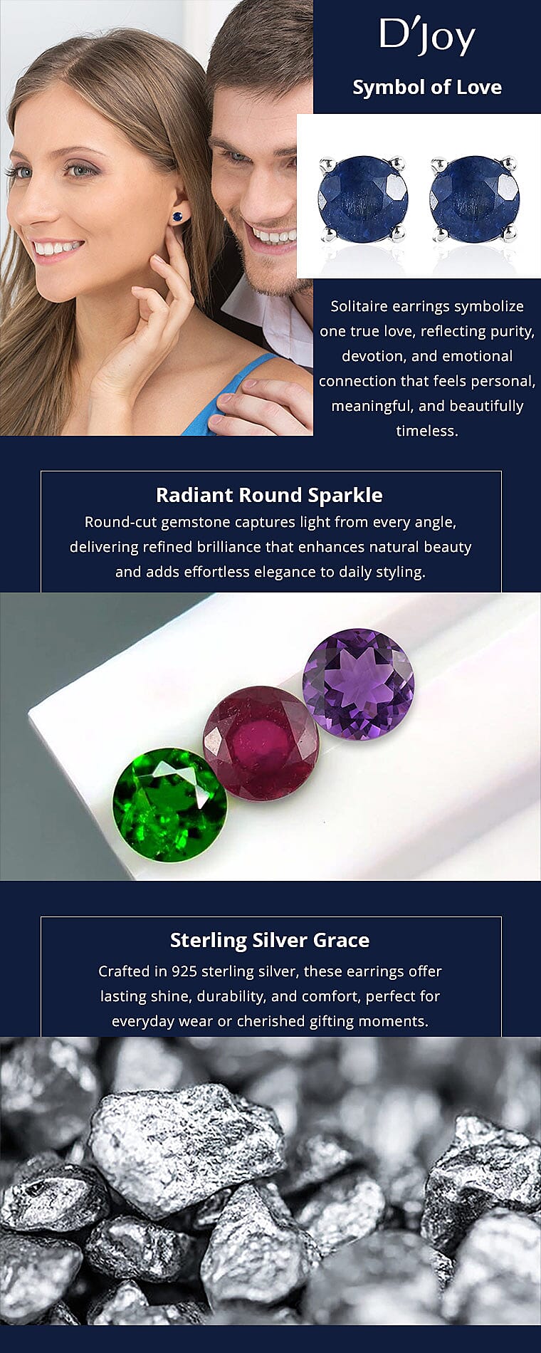 D'Joy Masoala Sapphire (D) 1.50 ctw Solitaire Stud Earrings Banner