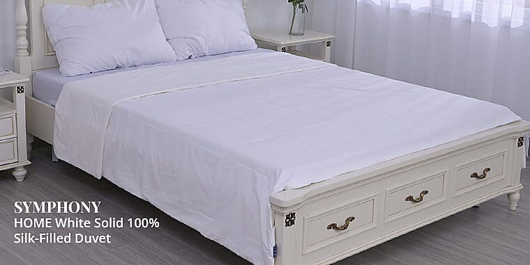 SYMPHONY HOME White Solid 100% Silk-Filled Duvet Banner