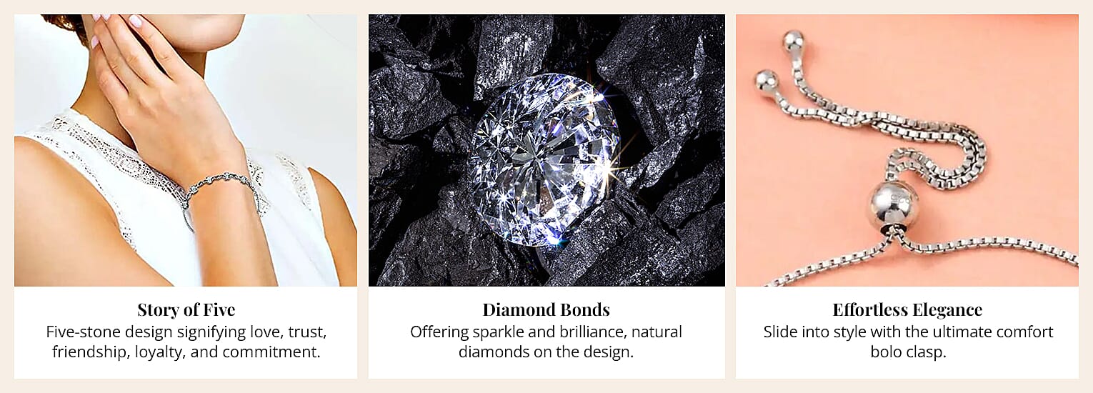 Diamond Accent Bolo Bracelet in Platinum Over Sterling Silver Banner