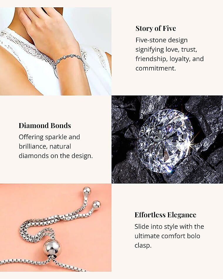 Diamond Accent Bolo Bracelet in Platinum Over Sterling Silver Banner