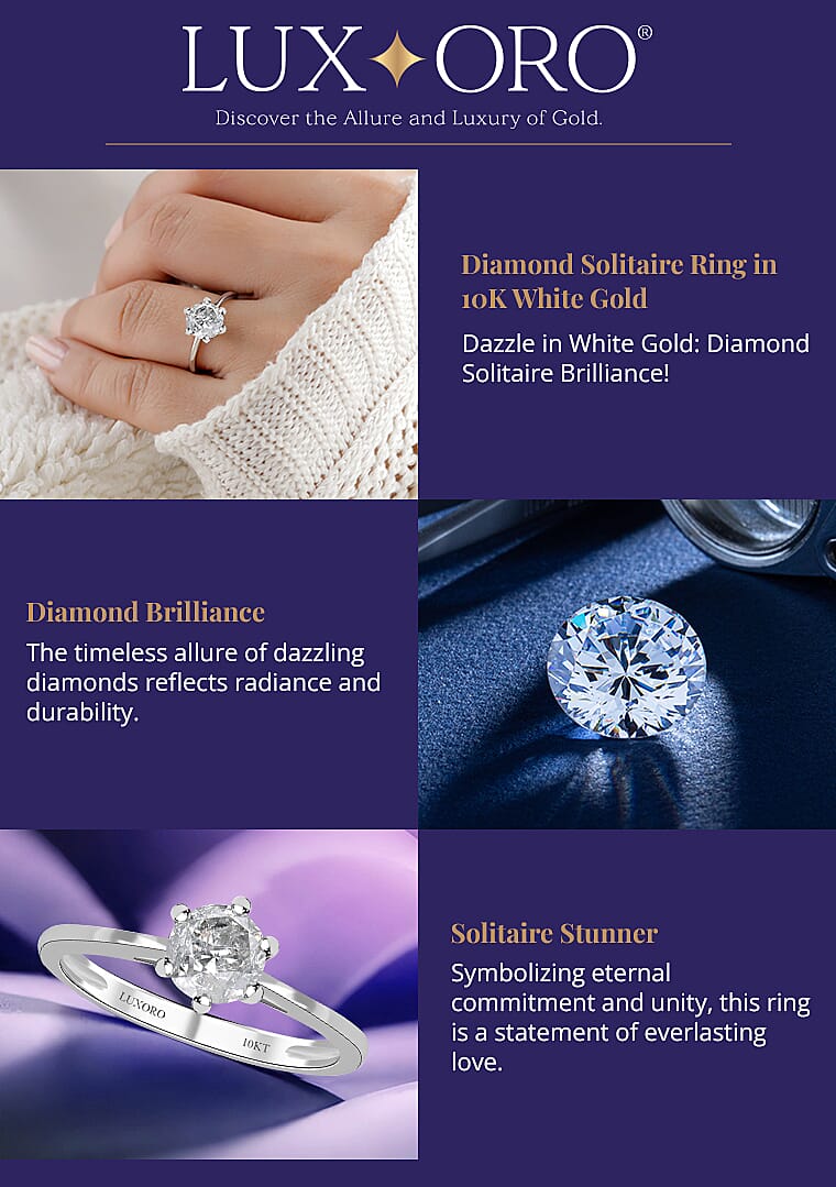 Luxoro Diamond Solitaire Ring in 10K White Gold Banner