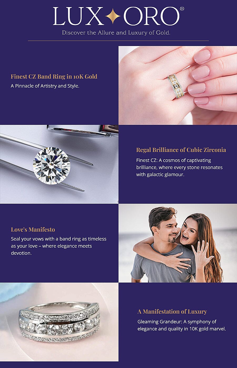 Luxoro Finest CZ Band Ring in 10K Gold Banner