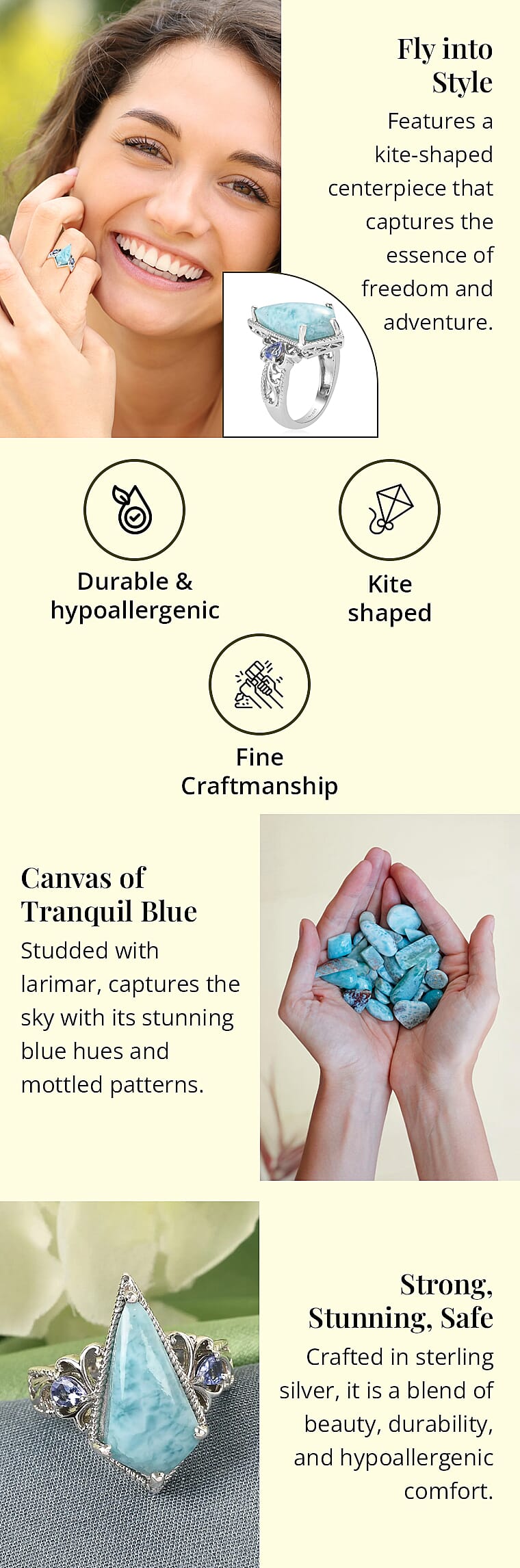 Larimar and Tanzanite Ring in Platinum Over Sterling SilverBanner