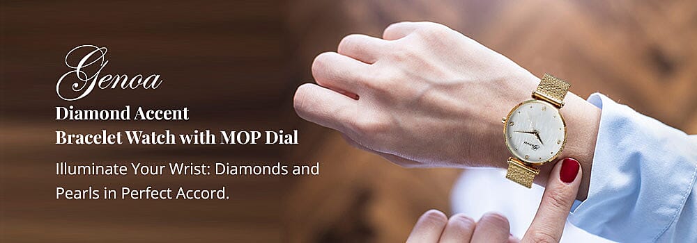 Genoa Diamond Accent Bracelet Watch with MOP Dial Banner