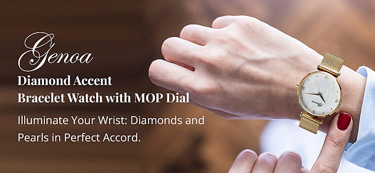 Genoa Diamond Accent Bracelet Watch with MOP Dial Banner