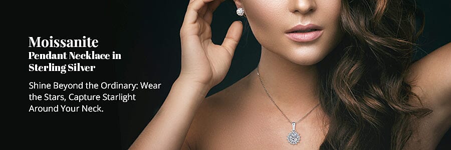 Moissanite Pendant Necklace in Sterling Silver Banner